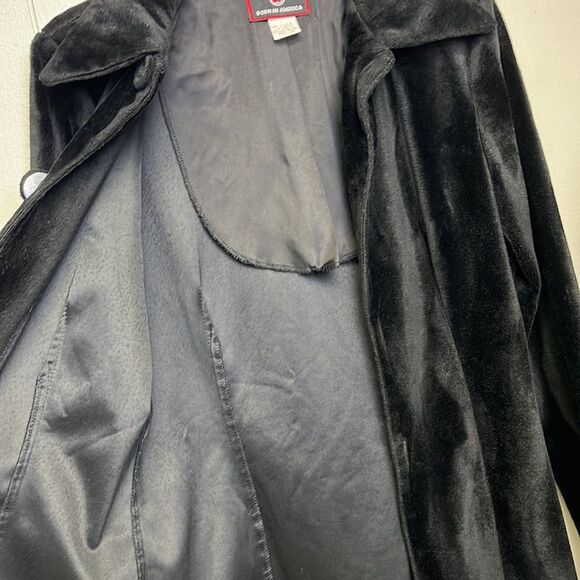 Vintage 80's/90's Y2K Black Velour Button Front Long Sleeve Collared Top Medium - Picture 5 of 14